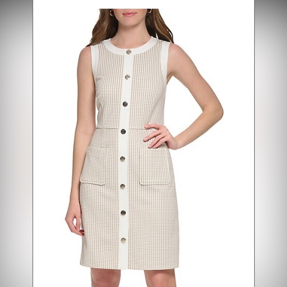 Tommy Hilfiger
Sleeveless Scuba Crepe Buttoned Sheath Dress